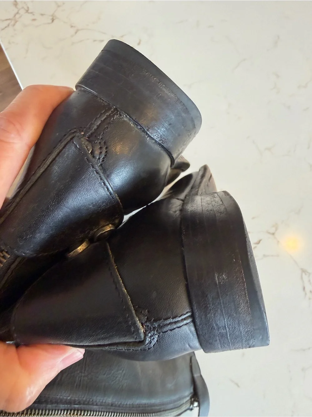 Frye Black Tall Melissa Button Leather Riding Boots High Shaft Zipper / 9.5